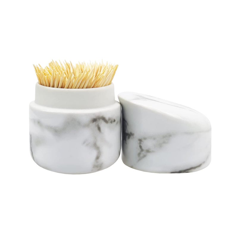MASSJOY Nordic Creative Toothpick Holder Toothpick Box, Ceramic Home Living Room Cotton Swab Storage Tank, Marbled Toothpick Bucket. - Image 1